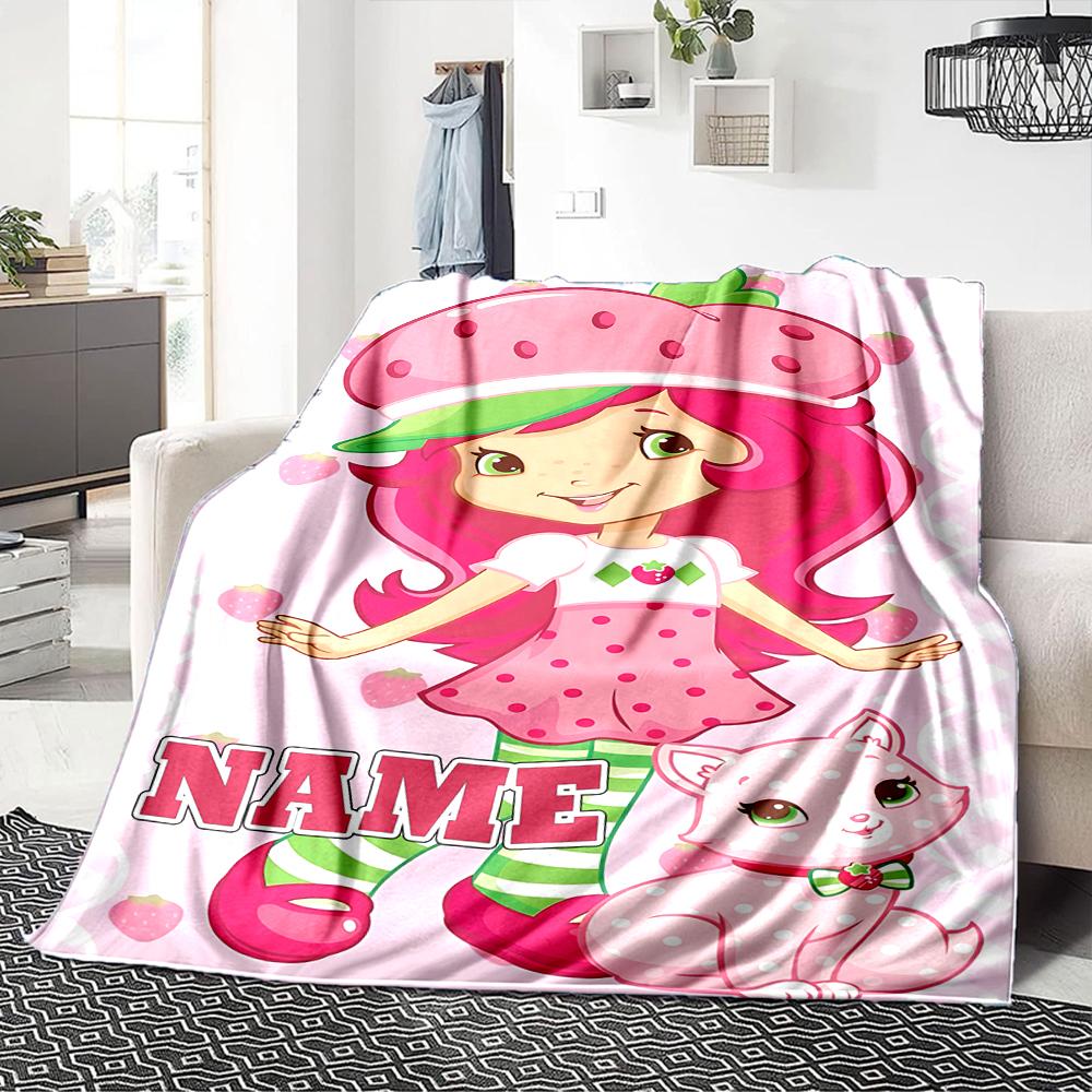 Custom Name Strawberry Princess Fantasy Party Blanket For Couch Bed Plush Cozy Fuzzy Blanket Super Soft Warm Blankets For Fall And Winter 0916256