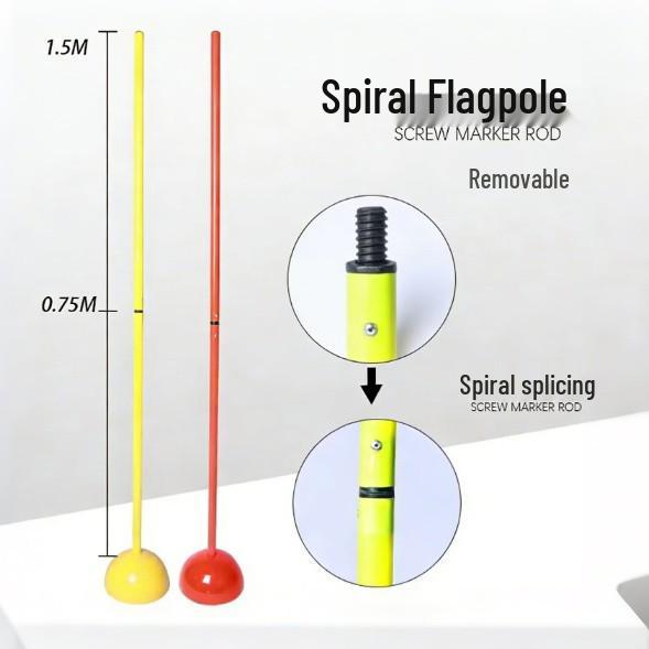 Portable Two-Section Spiral Flagpole for Football Training with Easy Ground Stake