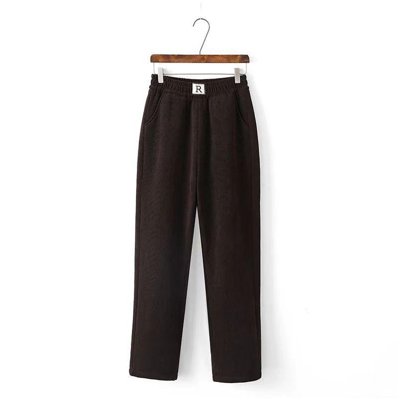 Plus Size Women's Winter Fleece-Lined High Waist Straight Leg Pants