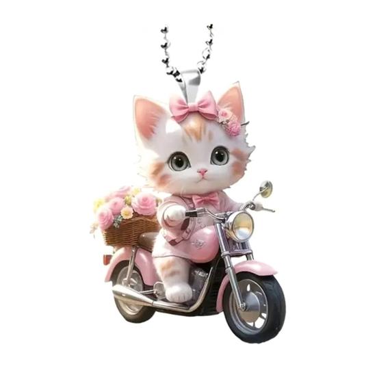 Kočka závěsná ozdoba Auto zpětné zrcátko Přívěsek se šňůrkou Snadno pověsitelný vánoční stromeček ve tvaru zvířátka