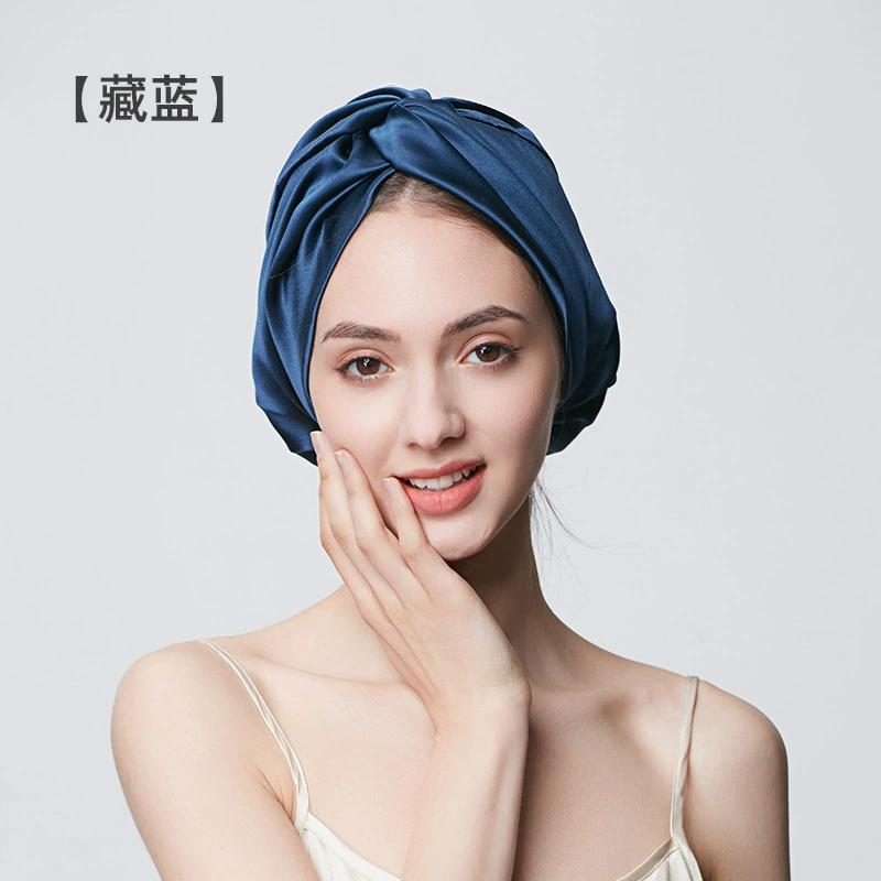 100% Mulberry Silk Hood Sleeping Cap Women's Night Hat 19 Momme with Adjustable Ribbon Hair Care