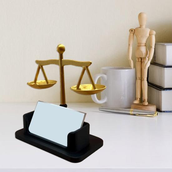 Suport Cărți de Vizită Balanța Justiției Suport Card Practic Decorativ Organizator de Birou pentru Cabinet Avocatură & Uz Profesional