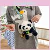 Embroidered Panda Furry Hugging Bamboo Diagonal Cross Backpack For Daily Use