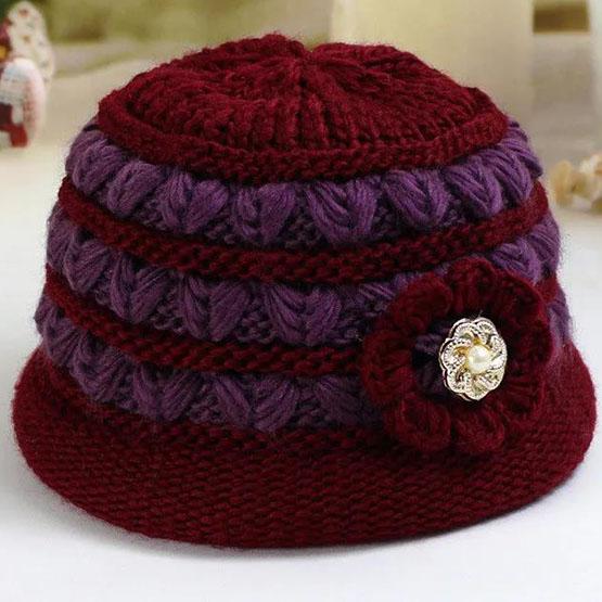 Cappello Invernale da Donna Cappello di Cotone da Mamma Cappello Lavorato a Maglia Antivento da Donna Inverno Perla Caldo Spesso Cappello di Lana