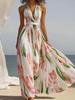 Spring/Summer Romantic Resort Style V-Neck Backless A-line Dress - Women's Beachwear