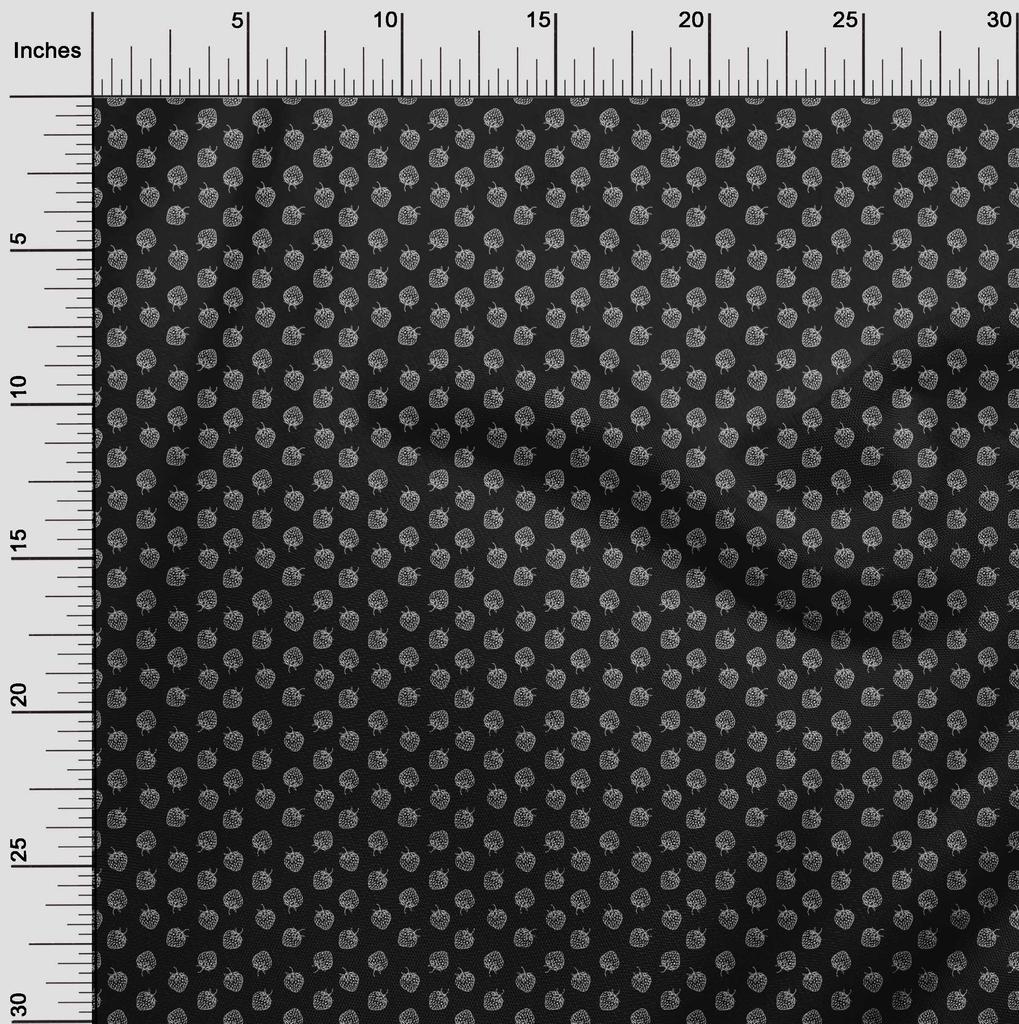 oneOone Cotton Flex Black Fabric Strawberry Fabric For Sewing Printed Craft Fabric By The Yard 40 Inch