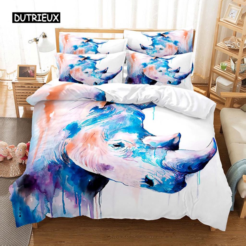 Cartoon Rhinoceros Bedding Set Duvet Cover Set 3d Bedding Digital Printing Bed Linen Queen Size Bedding Set Fashion Design