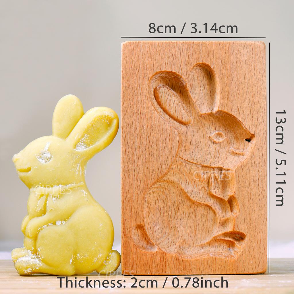 1PC Christmas Wooden Cookie Mold, Animals Patterns, 3D Carved Embossed Biscuit Cutter Moulds, Bird, Bear, Tiger, Horse, Squirrel