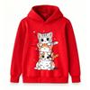 Kids Boys Girls Hoodie Cute Stacked Kitten Pattern Pullover Sweatshirt Casual Soft Long Sleeve Top for Children Daily Wear School Outdoor Activities