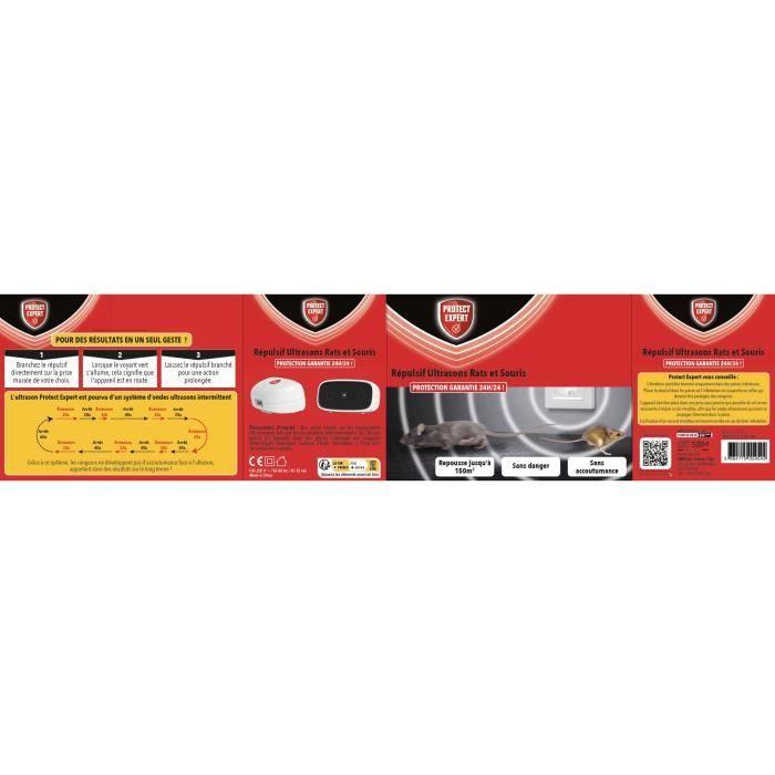 Ultrason rats et souris - protect expert - répulsif à ondes - sans accoutumance - repousse jusqu'à 150m² - ultrarasou