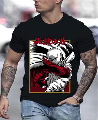 SAITAMA One Punch Man Camiseta Anime Manga Terror Regalos Camisa Negra Todas las Tallas