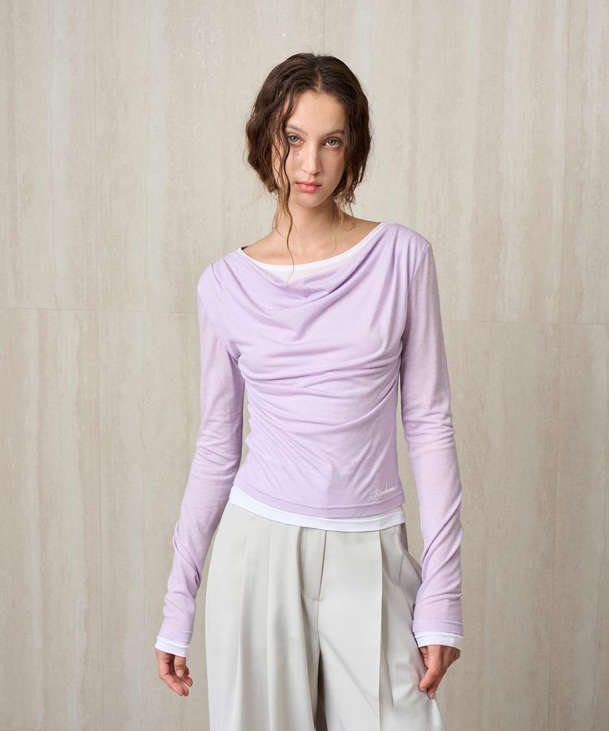 RE RHEE Wool Jersey Layered Top Liliac