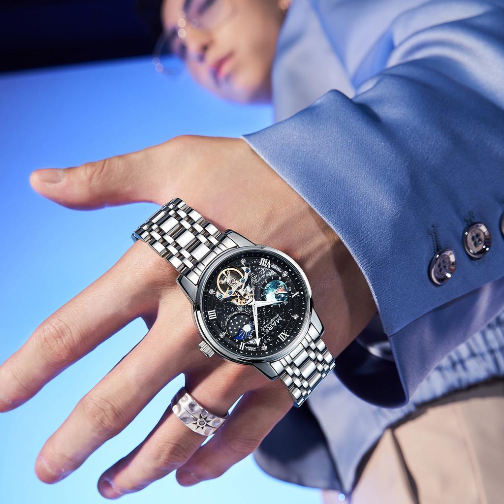 Mechanical Watch Men's Fully Automatic 24-hour Moon Phase Waterproof Mechanical Watch Men's Watch Gift Set