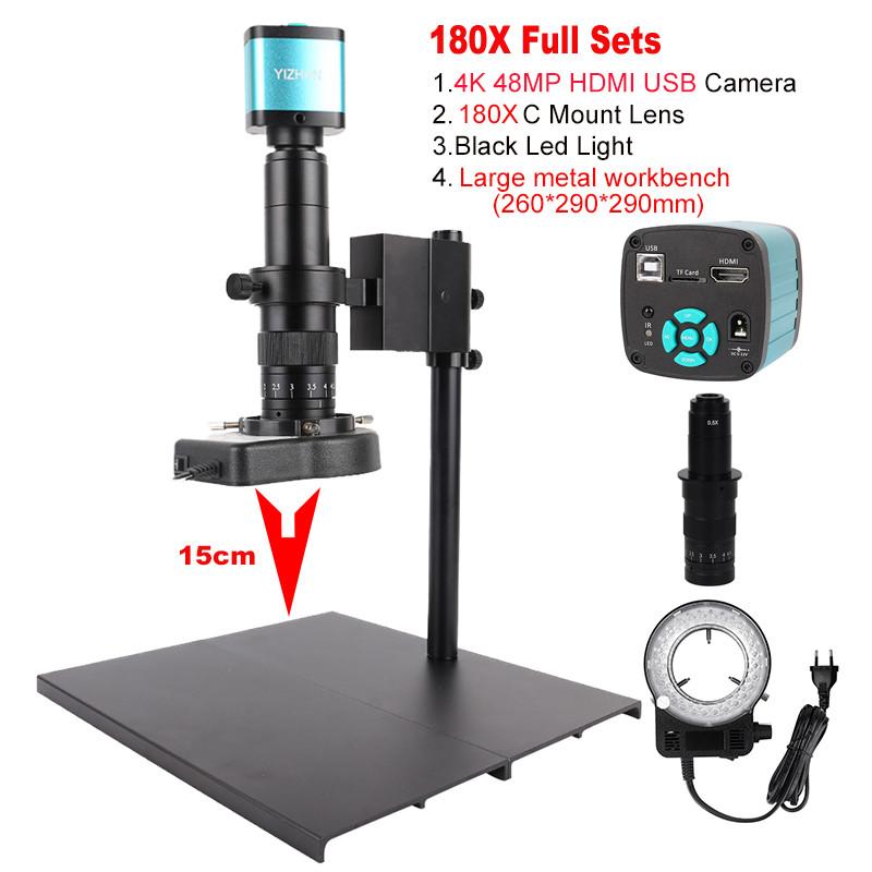 4K 48MP Video Microscope HDMI USB Industrial Microscope Camera Soldering Repair Image Collection Lens