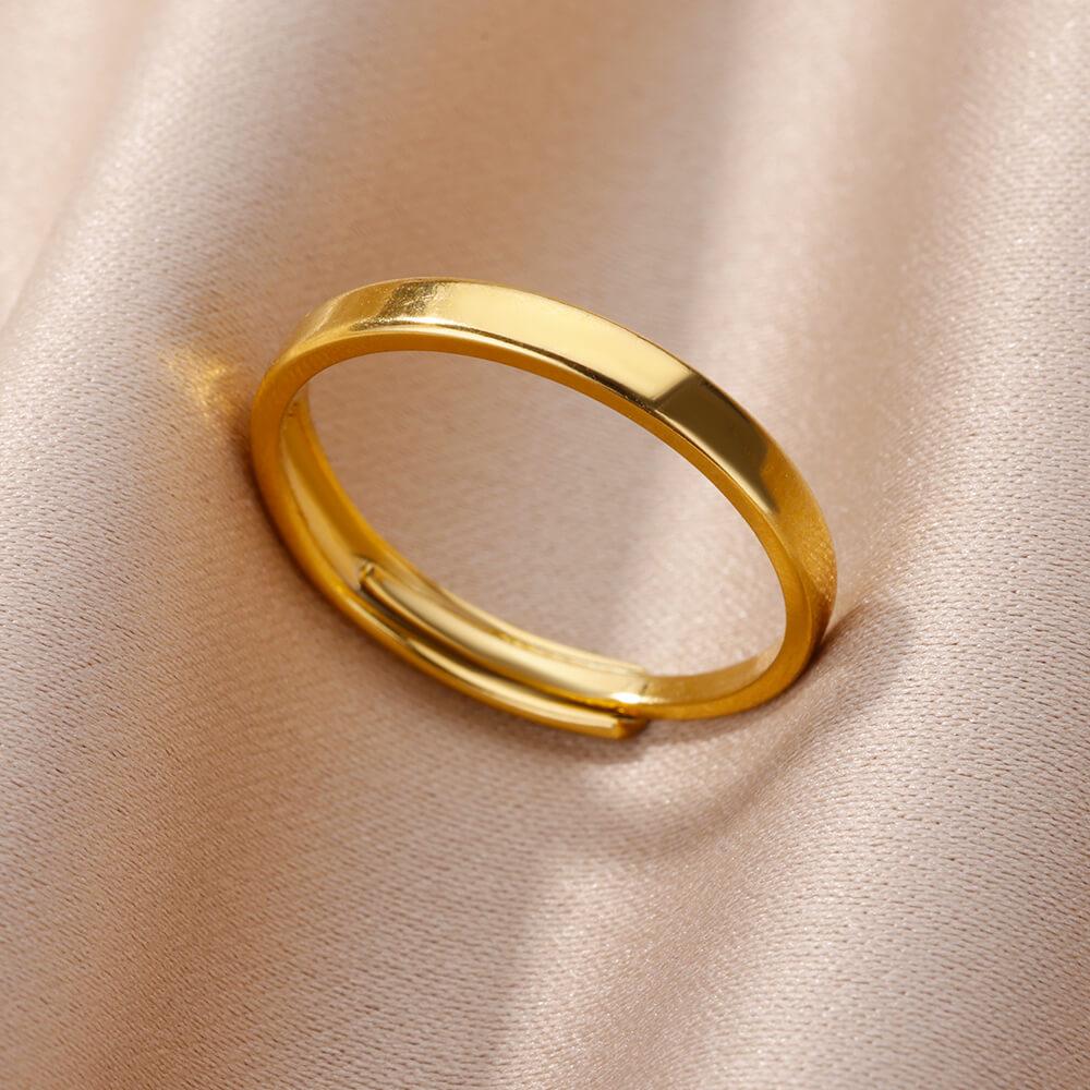 Stainless Steel Chunky Wide Rings For Women Vintage Gold Color Geometric Open Finger Ring Fashion Minimalist Jewelry Gift Femme