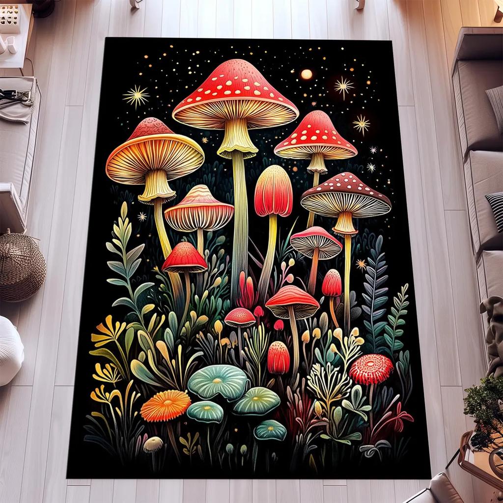 Retro Traditional Mushroom Carpet Living Room Decorative Bedroom   Carpet Floor Mat Bedside Rugs Floor Mats