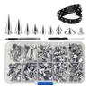 HHO-Punk Nieten und Spikes Set-354 Teile-8 Größen Metall Baum Nieten Spikes Kegel Für Lederhandwerk, Punk Kleidung DIY
