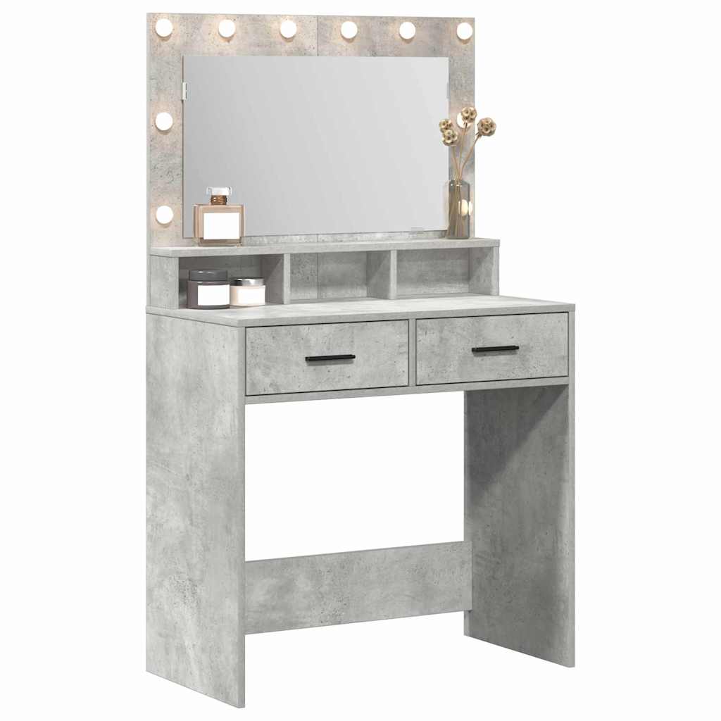 Makeup Table Concrete Grey 79 x 41 x 135 cm Particleboard