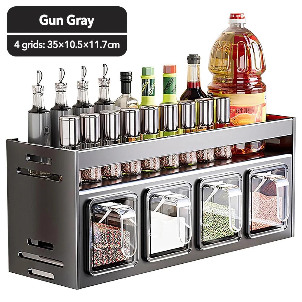 

Spice Rack Modern Wall-Mounted Shelf Spice Jars Holder Functional Kitchen Storage Rack For Wall Countertop Storage XL