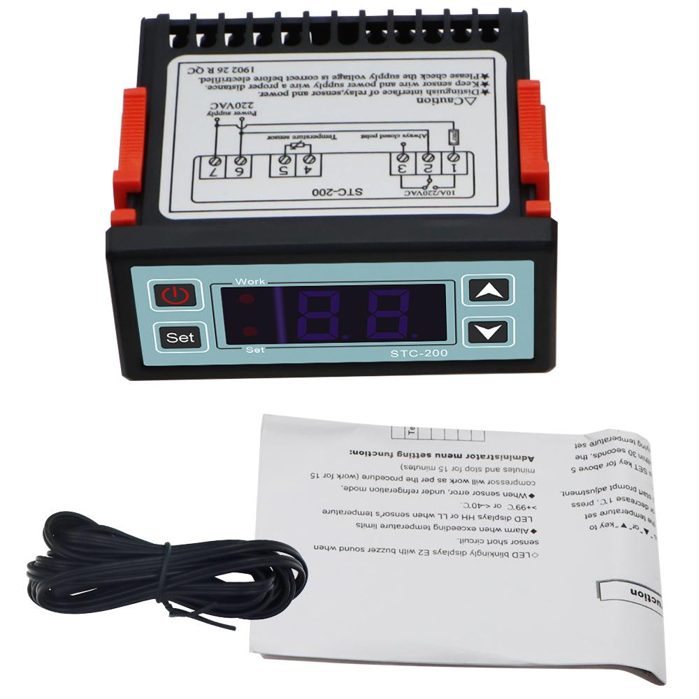 STC-200 Mini Temperature Controller AC220V Microcomputer Digital Thermostat Heating Cooling Controller Temp Measurement