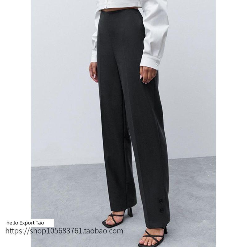 Fashion Style Fashion Pocket Pencil Pants High Waist Casual Ankle Banded Pants High Waist Casual Trousers