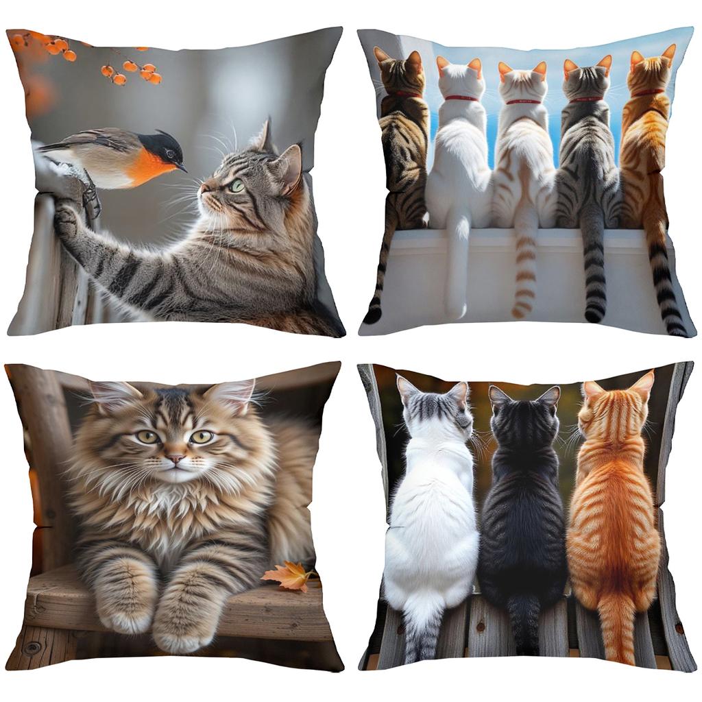 Cute Cat Pillows With Different Cat Images For Home Polyester pillowcase, sofa decorative cushion cov Headboard Pillow