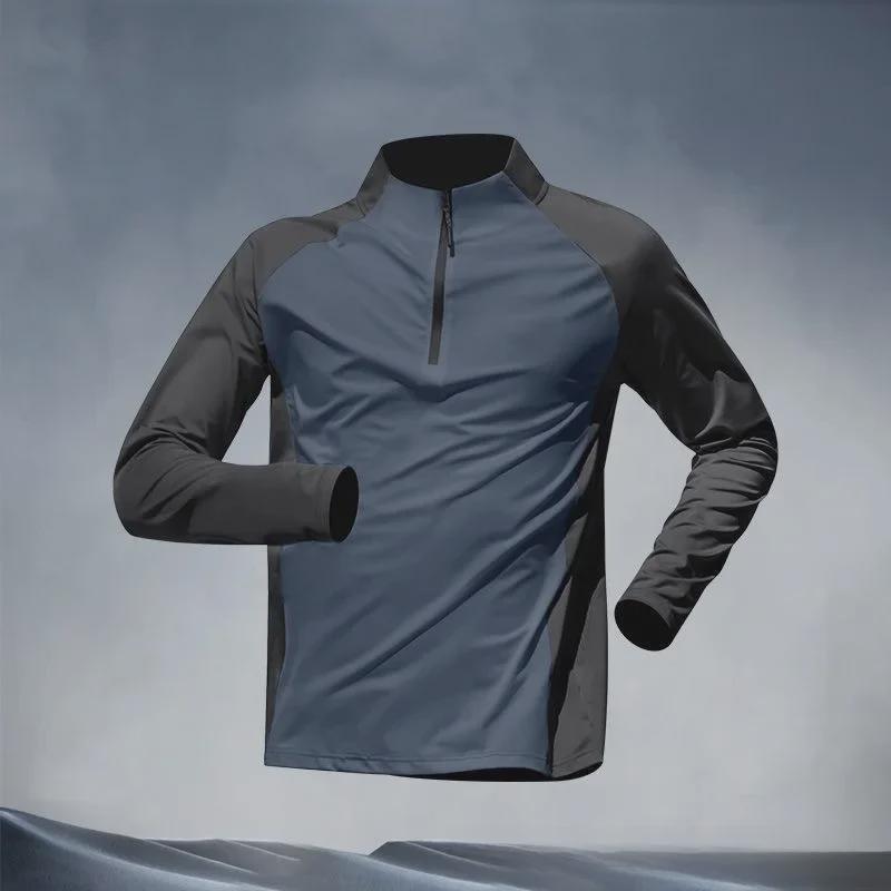 Schnelltrocknender Trainingsanzug mit halbem Reißverschluss für Herren: Langarmshirts & Hosen für Laufen & Fitness