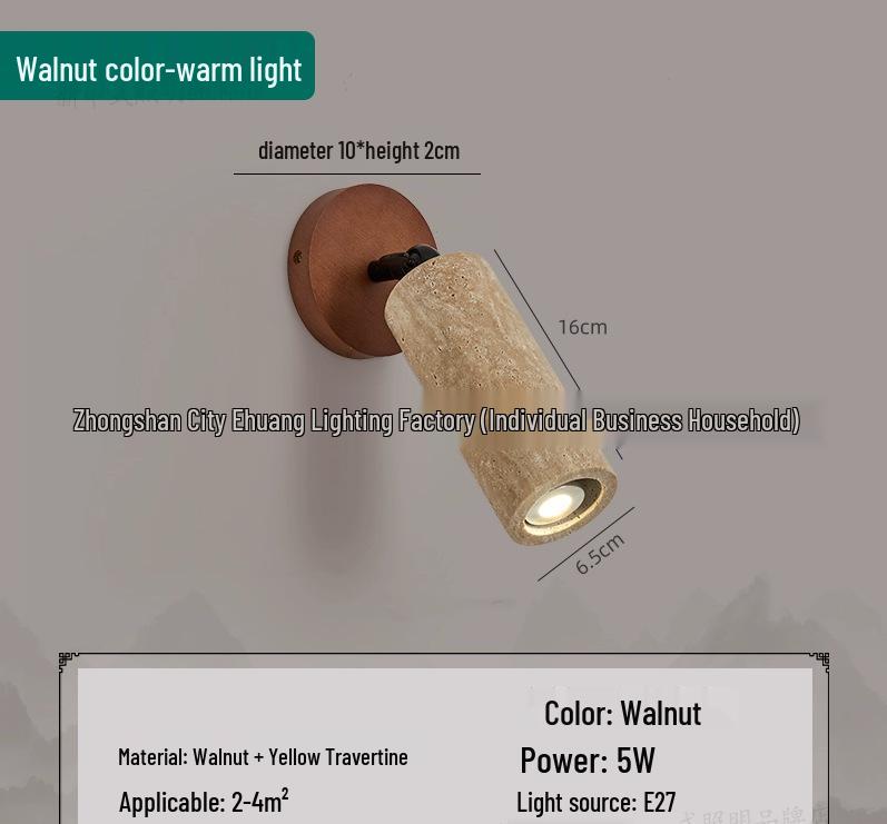 

LED Yellow Travertine Wabi-Sabi Spotlight for Living Room, Hallway, Closet, or Store With LED Warm Light