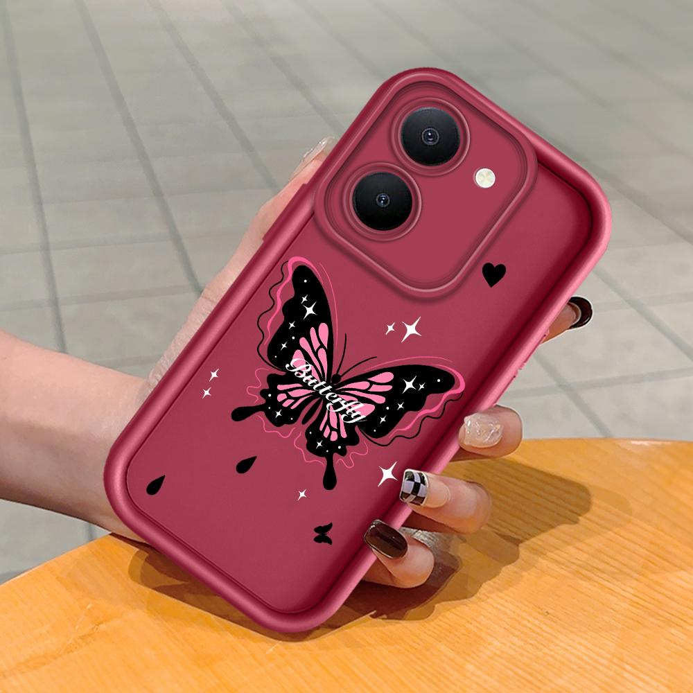 Soft Silicone Square Ladder Printing Pattern Phone Casing Full Cover Camera Shockproof Protection Rubber Case for Vivo