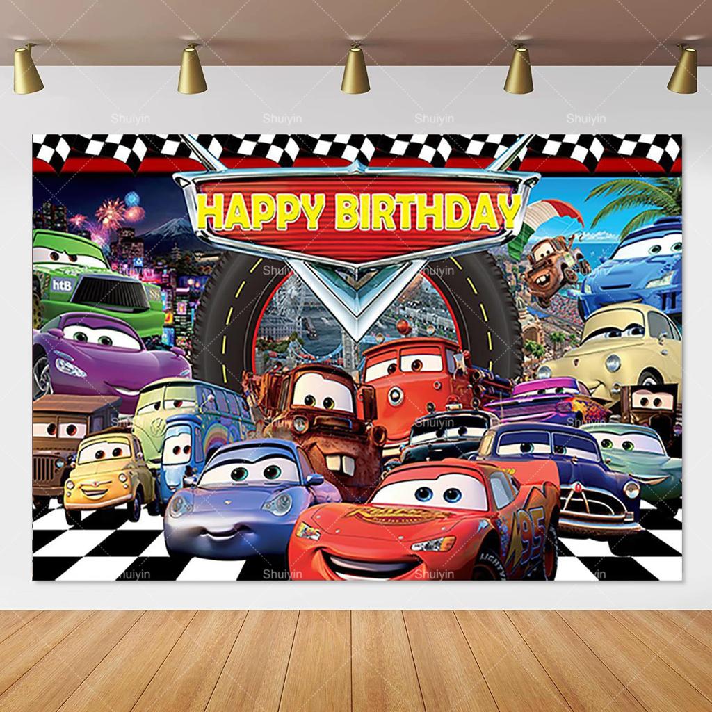 Disney Pixar Cars Lightning Mcqueen photo background for birthday party, studio photo background for kids, babies and baby welcome parties, AS41