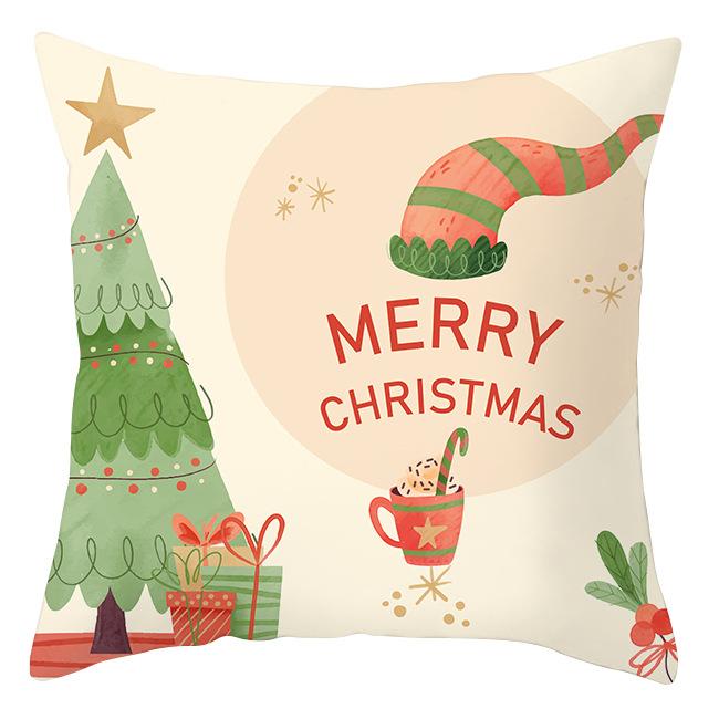 Cross-border Wholesale Christmas Pillow Covers Printed Holiday Sofa Car Pillow Waist Back Cushion Cover