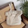 Korean Ins Polka Dot Lace Canvas Bag Women's Shoulder Large Capacity Tote Bag Student Class Commuter Bag