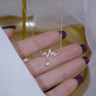 14K tikro aukso mados dizaino signalo svyravimo formos karoliai mikro inkrustacija cirkonio Moterys Choker Koyle papuošalai pakabukas Gfit