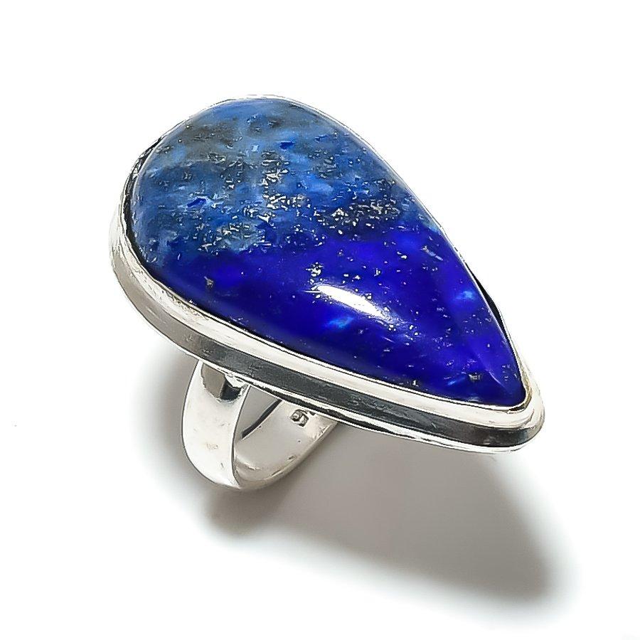 Natural Lapis Lazuli Gemstone Handmade 925 Sterling Silver Ring Size 8 Z0f06