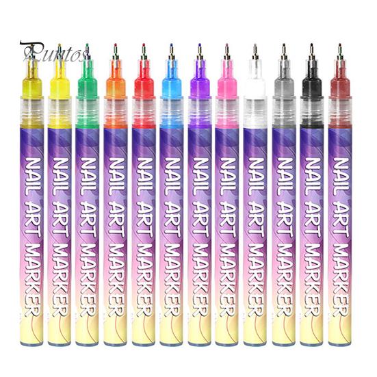 

12 шт. ручки для граффити для дизайна ногтей, ультратонкий наконечник, маникюрный маркер, самодельный дизайн ногтей, водостойкие гелевые ручки, инструмент для нейл-арта 1 Set
