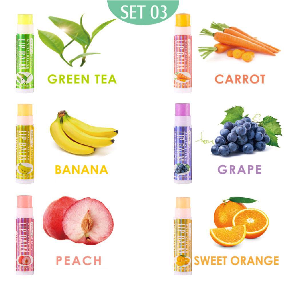 6pcs Lip Balm Set  A Variety of Fruit-flavored Moisturizing Lip Balm Hydrating Base Lip Balm Sets Lip Care Lip Makeup Gift for Women