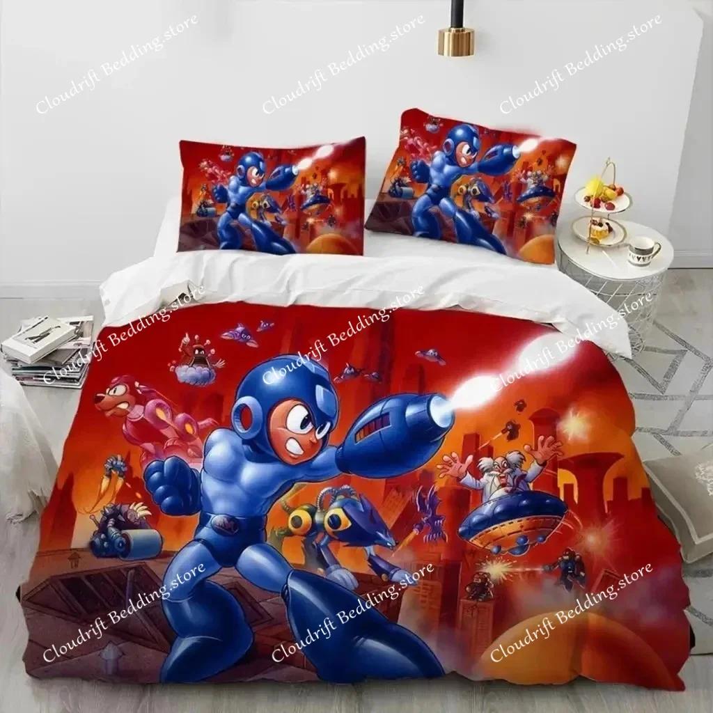 3D-Druck Rockman Megaman Spiel Cartoon Bettwäsche Set Jungen Mädchen Twin Queen Size Bettbezug Kissenbezug Bett Kinder Erwachsene026