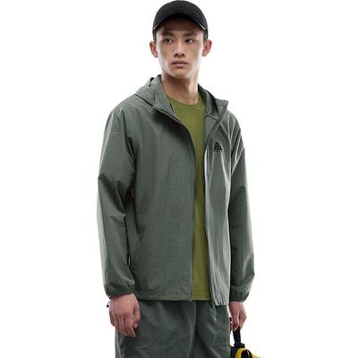 Cómoda Casual Sencilla con Capucha Holgada Deportiva Cremallera Transpirable Chaqueta Chaquetas para Hombre Verde Alga 952526603-3