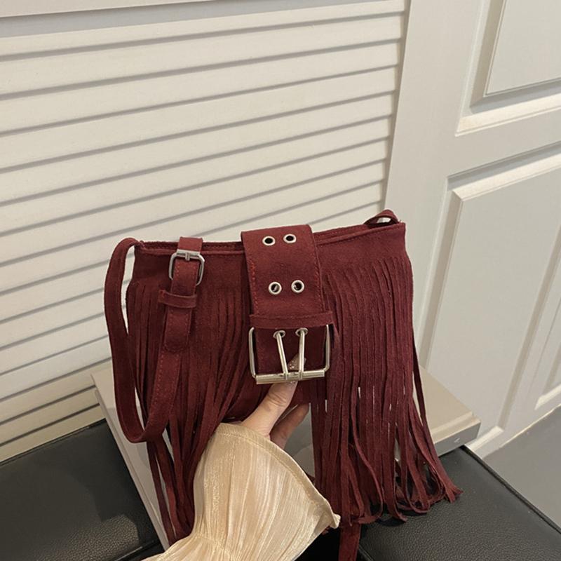 Fashion Tassel Shoulder Bag Niche Versatile Retro Crossbody Bag Small Square Bag Birthday Gift Shoulder Bag High Quality Bag KTB 19x4x13cm