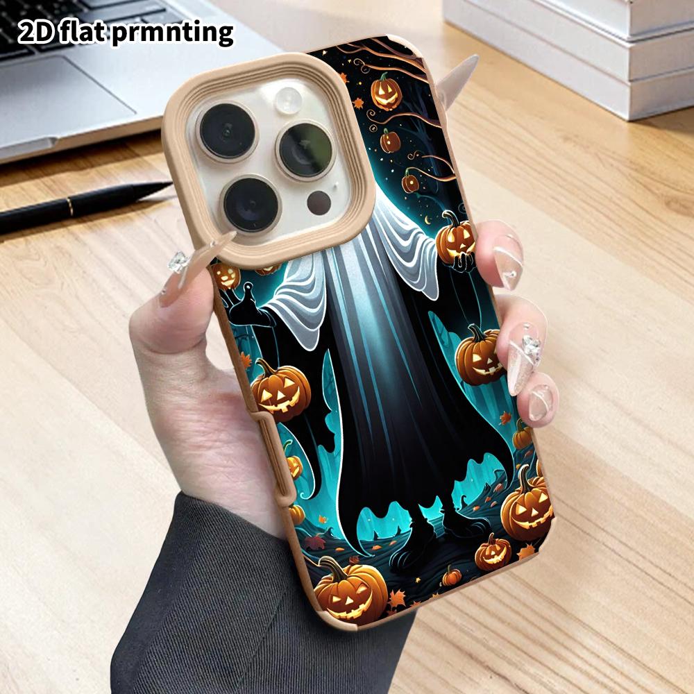 Phone Case: 2D Flat Lambskin Suitable for iPhone 18 17 16 15 14 13 Pro Protective Case, Long Ghost, Christmas and Halloween Gift