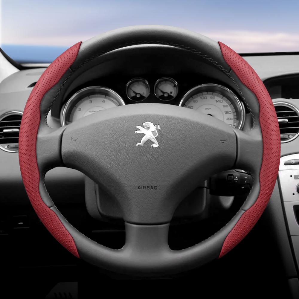 DHLWY1 Geeignet für Peugeot Atmungsaktive Löcher Lederlenkradabdeckung Segmentiertes Schnellverschluss-Design Rutschfest Langlebig 206 208 3008 308 207 307