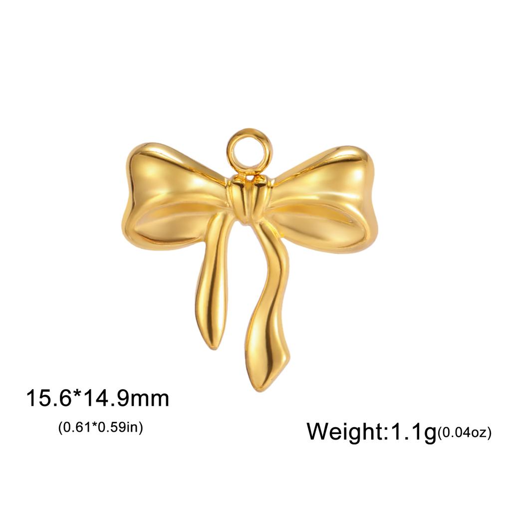 Teamer 3pcs Classic Bowknot Charms for Jewelry Necklace Earrings Making DIY Stainless Steel Gold Color Pendant Wholesale No Rust