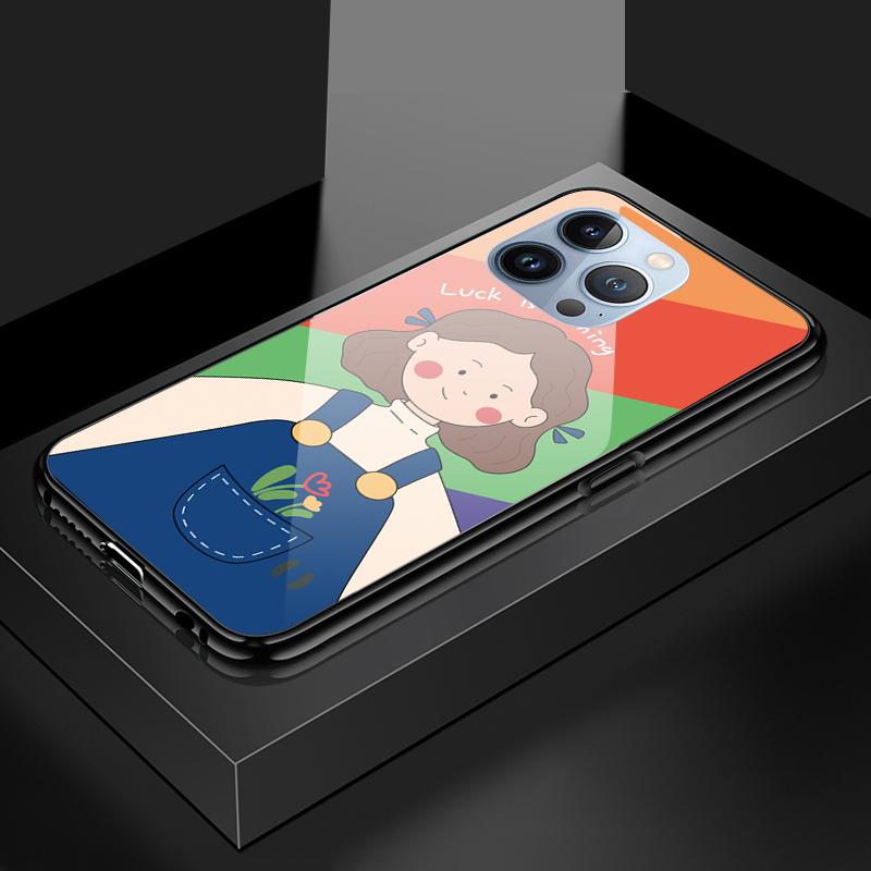 Tempered Glass Phone Case For OPPO Reno13 Reno14 Realme 11 12Pro 14 GTNeo6 C21Y C53 C75 OnePlus Nord2 NordCE3Lite Soft Edge Shockproof Smooth Shell