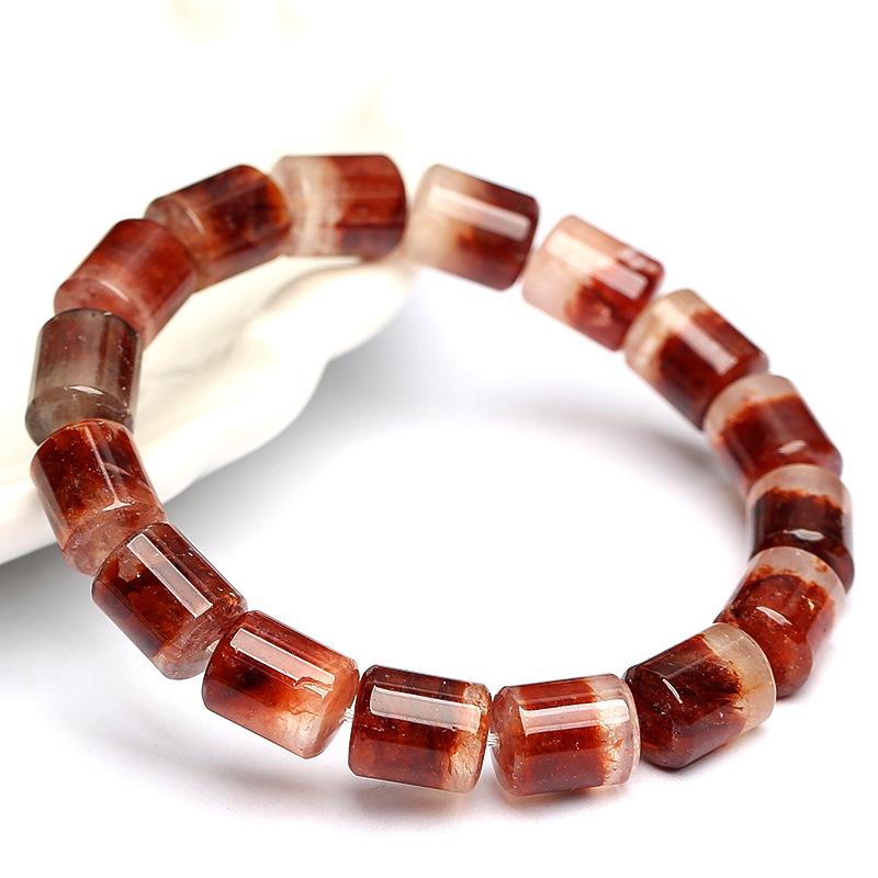 Hongchu Crystal Natural Red Agate Flower Treasure Bowl Bead Bracelet Iridescent Crystal Bracelet