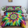 3D abstraktní povlak na přikrývku King Queen Size Barevné vlnité povlečení Set Psychedelický geometrický měkký povlak na přikrývku s povlakem na polštář