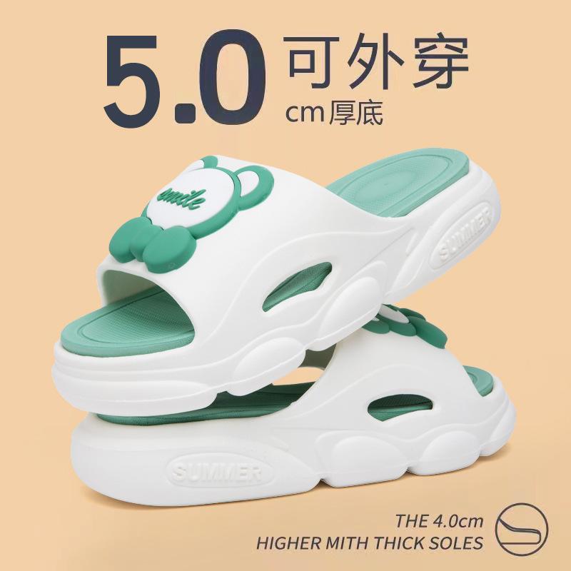 2024 New Summer Thick Sole Slippers Sandals for Women Non-Slip Soft Cartoon Design Home Comfort
