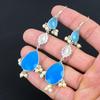 Geburtstagsgeschenk Für Sie Natürliche Blaue Saphir Tropfen/Hängeohrringe 925 Silber