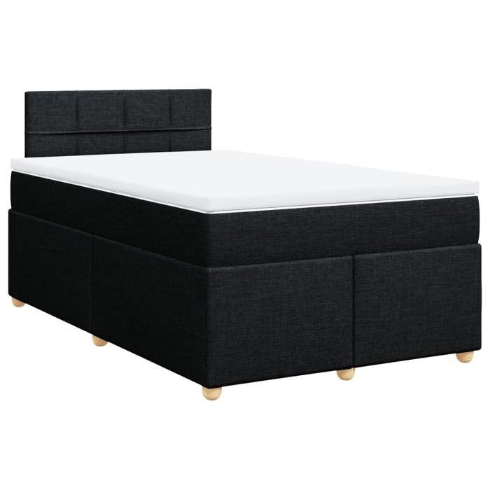 Exclusive House - Bed Slat Base with Mattress Black 120x200 Cm Fabric