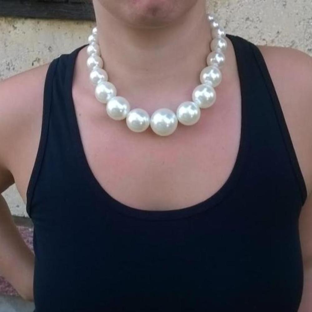 Elegant Large Pearl Necklace Set Exaggeration Neck Jewelry Big Ball Beads Chain Choker  Wedding