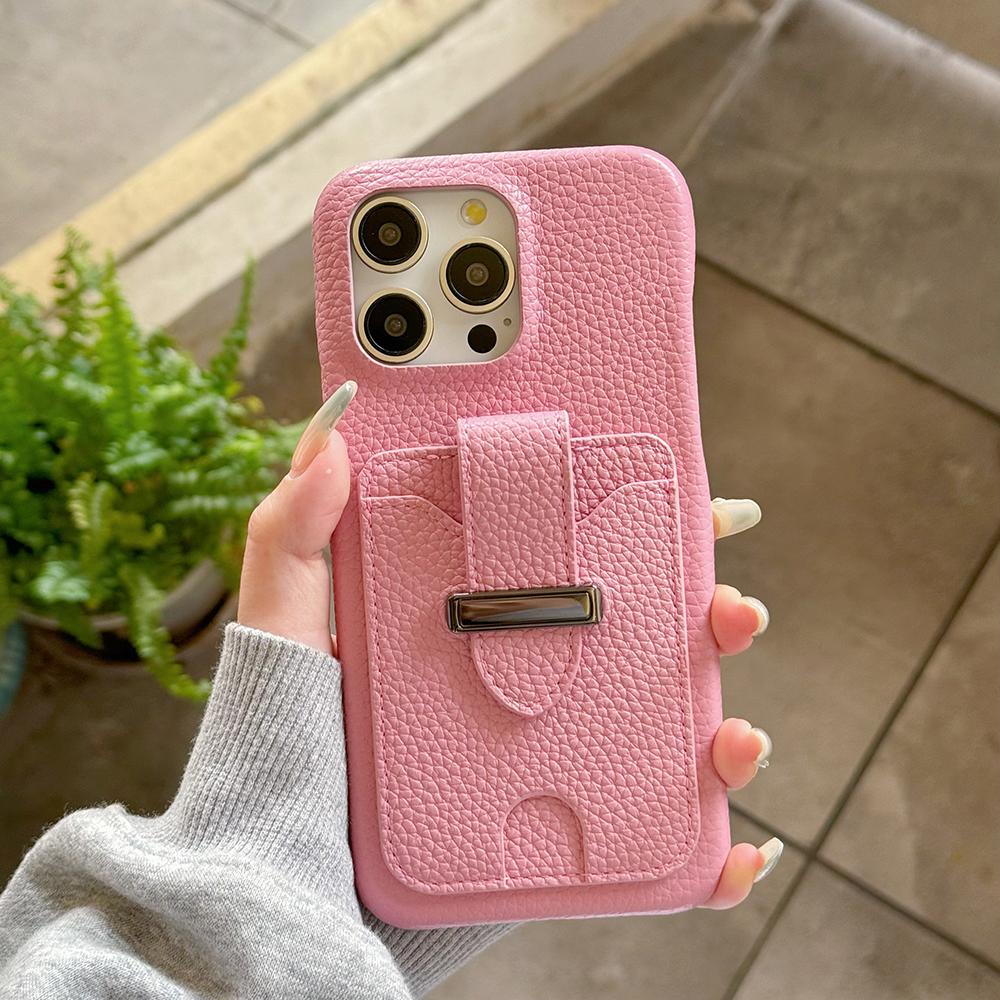 For iPhone 16 Pro Max Case with Card Slots Litchi Texture Leather+PET Phone Cover